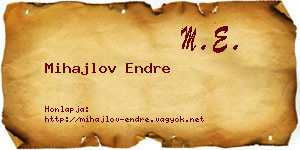 Mihajlov Endre névjegykártya